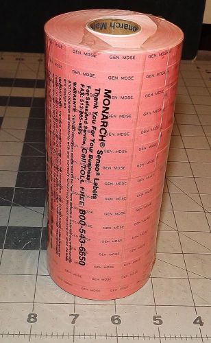 MONARCH SENSO LABELS - 16 ROLLS - pink with black letter marked GEN MDSE
