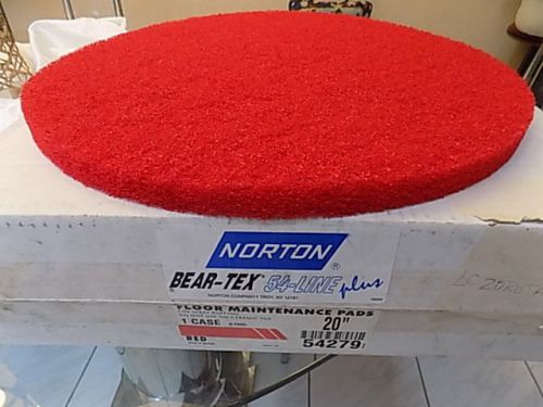 5 NORTON Bear-Tex 54-Line Plus 20&#039;&#039; RED Floor Maintenance Pads For Spray Buffing