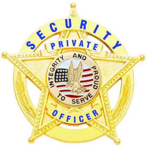 Obsolete Security Private Officer Gold 5 Star in Collectors Circle Badge