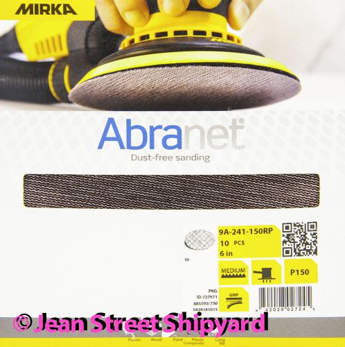 10 pk mirka abranet 6 in grip mesh dust free sanding disc 9a-241-150rp 150 grit for sale