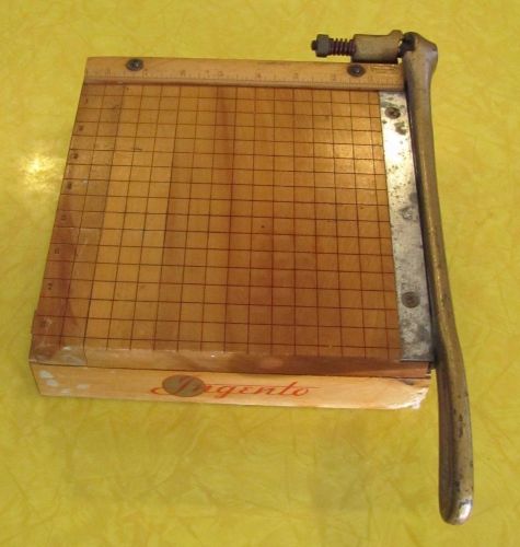 Paper Cutter Vintage Ingento #2 Wood Base Brass Arm Precision Cut Scrap Booking