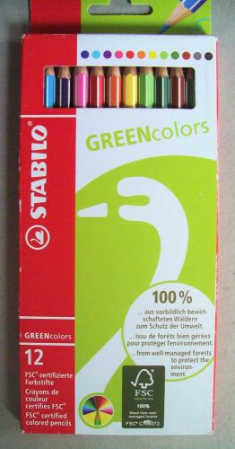 12 Stabilo Green Colors FSC Certified Colored Pencils