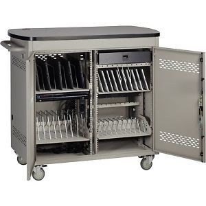 Black Box iPad and Tablet Cart - 30 Device Double Frame with Sliding Door - Stee