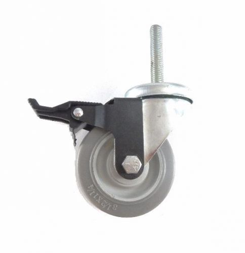 Swivel brake caster with 3-1/2&#034; x 1-1/4&#034; tpr wheel 1/2&#034;-13 x 2-3/4&#034; tall threade for sale