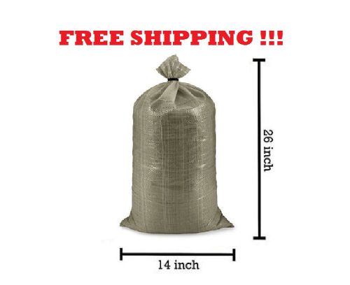 10 Military Polypropylene Sand Bags w/Tie - 26in x 14in O.D. Green free s/h