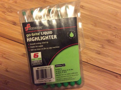 Skilcraft Go Brite Green Liquid Highlighter Set of 6 NIP