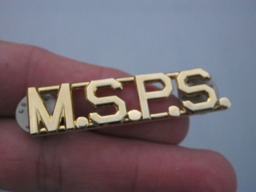 M.S.P.S.  Letters Collar Pin Insignia  MSPS  Gold Tone