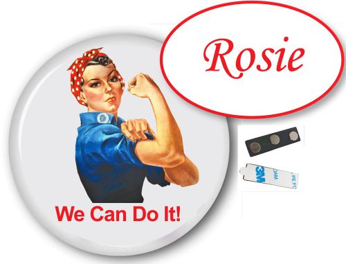 ROSIE RIVETER BADGE MAGNETIC &amp; BUTTON PIN HALLOWEEN COSTUME FREESHIPPING