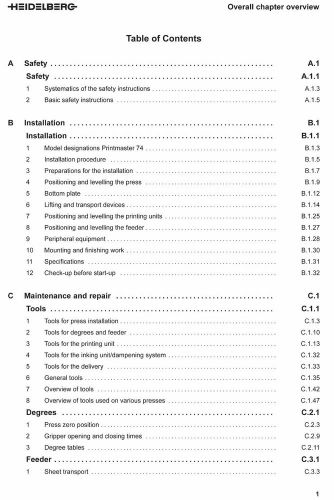Heidelberg PrintMaster, PM, Print Master  74 Mechanical service manual(089)