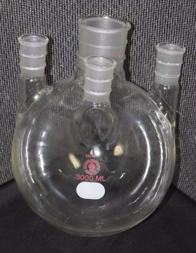 ACE Glass 3000mL round bottom 4-neck flask 24/40 &amp; 45/50 joints