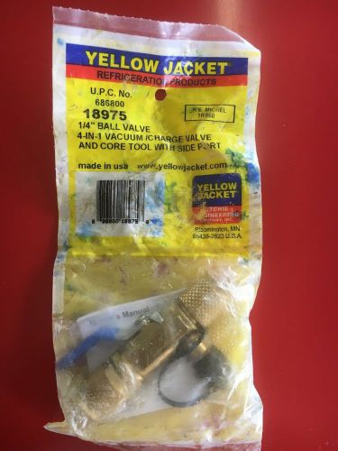 YELLOW JACKET 1/4&#034; BALL VALVE 4-IN-1 VACUUM/CHARGER VALVE &amp; CORE TOOL-18975