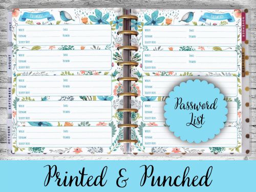 Password Pages, Password Keeper, Inserts for Classic MAMBI Happy Planner