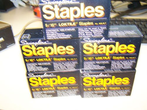 Swingline 9/16&#034;LOKTILE STAPLES 5000 TOTAL 5 BOXES NEW OLD STOCK HEAVY DUTY