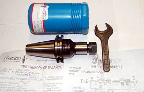 Techniks cat 40 er 16-4.0&#034; 25k rpm @ g2.5 balanced cnc collet chuck + wrench for sale