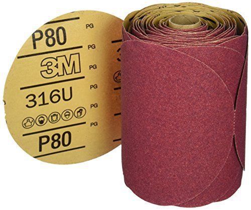 3M (1116) Red Abrasive Disc, 01116, 6 in, P80D, 100 discs per roll