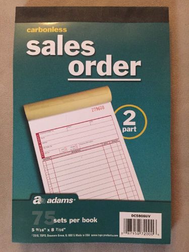 Adams Carbonless Sales Order 2 Part Forms, 75 Sets In The Book