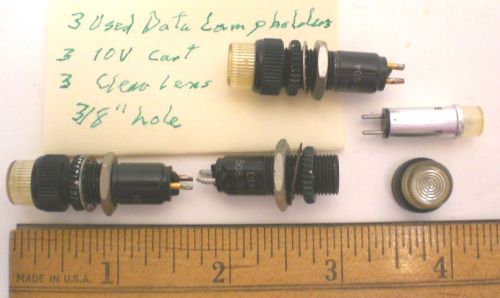 3 Data Lamp Holders w/ 3 Cartriges &amp; 3 Lenses, DIALIGHT 5087545-504, Made in USA