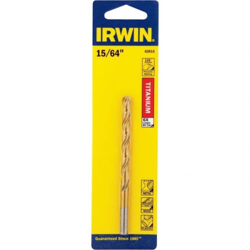 Irwin 63915 15/64&#034; titanium nitride coated hss drill bit, for sale