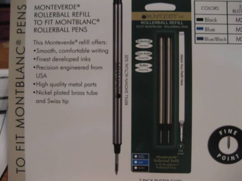 2 BLUE-BLACK ROLLERBALL REFILL-FIT MONTBLANC PEN
