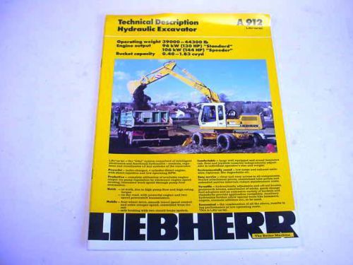 Liebherr A912 Hydraulic Excavator Color Brochure