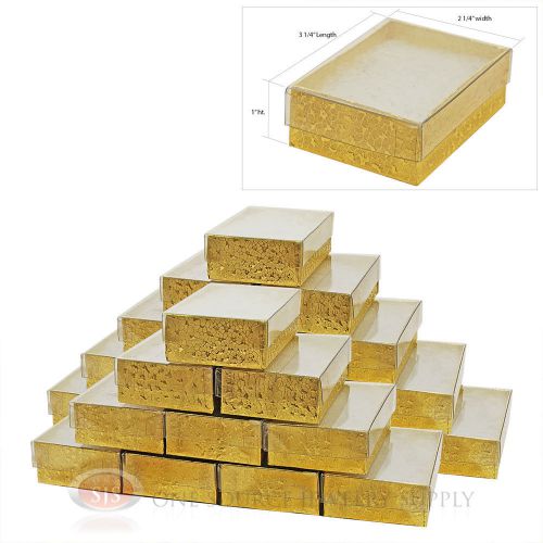 25 gold view top cotton filled jewelry gift boxes  3 1/4&#034; x 2 1/4&#034; for sale