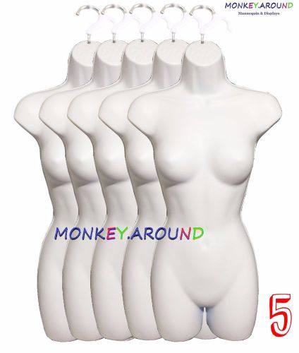5 Female Mannequin White Torso Form +5 Hooks - Display&#039;s Women Shirt Dress Pants