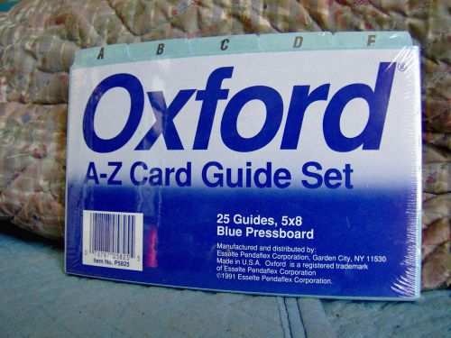 Oxford A-Z Card Guide Set - Printed A to Z, 25 Guides, 5&#034;X8&#034;, NEW In Mfg. Pkg.