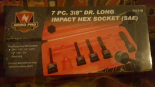 7 piece 3/8 drive long impact hex socket sae