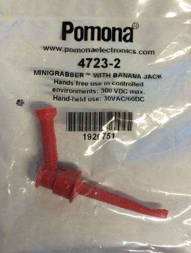 NIB Pomona 4723-2 Minigrabber w/ Banana Jack, Red