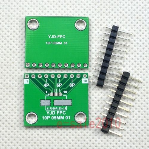 2pcs FFC FPC 10 Pin 0.5mm SMD to DIP10 2.54mm Adapter PCB Board Converter E26
