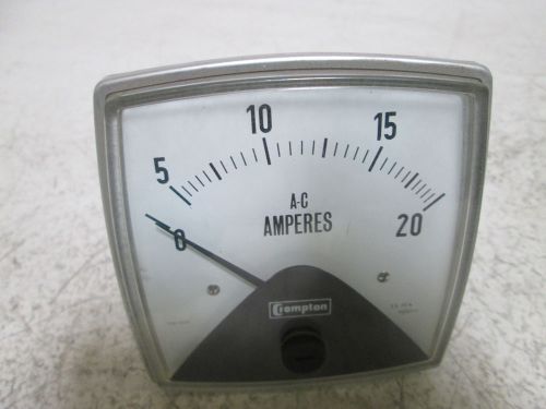 CROMPTON 016-02AA-NGNG-C6-S2 PANEL METER 0-20 AC AMPERES *NEW OUT OF BOX*