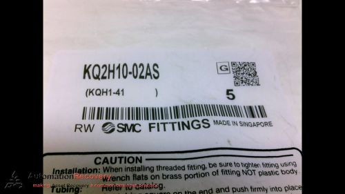 SMC KQ2H10-02AS - PACK OF 5 - FITTING, MALE CONNECTOR, INSIDE DIAMETER, NEW