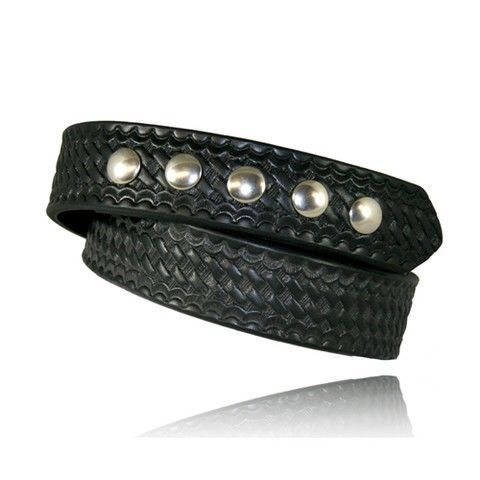 Boston leather 6583-3-40 basketweave 1-1/2&#034; belt 5-snap closure nickel snaps for sale
