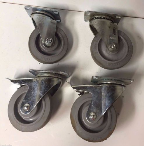 Four set caster wheels 4&#034; x 1-1/4&#034; wheel, 5&#034; total height 360 swivel brakes used for sale