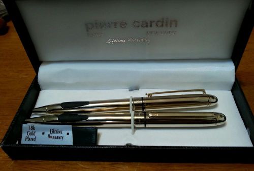 Pierre Cardin Ballpoint Pen &amp; Mechanical Pencil Set NEW In Box 18k Gold Plate