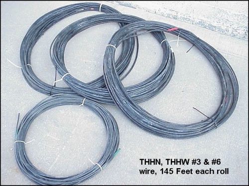 Used thhn #3 wire, 100 amp rated &amp; thhn #6 wire, 65 amp rated, 580&#039; total for sale