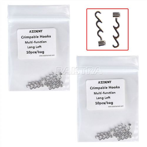 New Dental Orthodontic 10* AZDENT Crimpable Hooks Multi-function Long Left 8.7mm