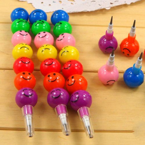 Creative 5Pcs Colorful Funny Face DIY Pencils For Kids Study Gifts (7 Parts)