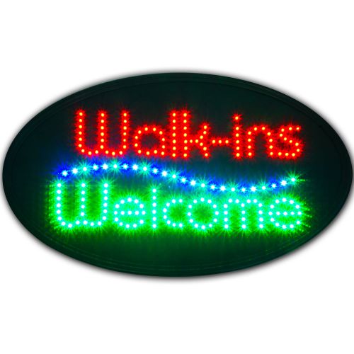 Walk ins welcome store shop led oval 24x13&#034; animated open neon sign light switch for sale
