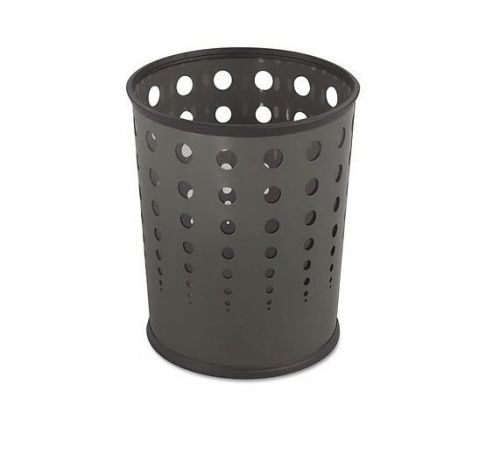 Safco Bubble Wastebasket Round Steel 6 Gal Black Clear Plastic SAF9740BL