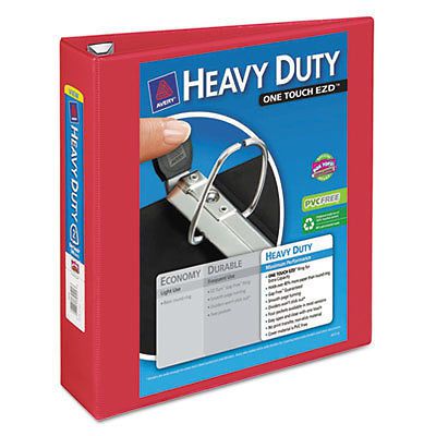Heavy-Duty View Binder w/Locking 1-Touch EZD Rings, 2&#034; Cap, Red 79225