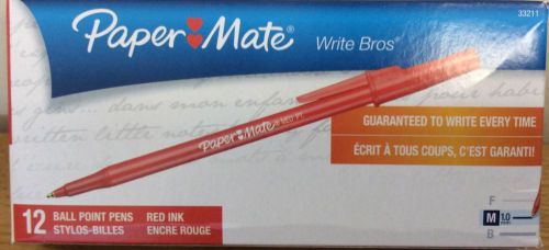 Paper Mate Ball Point Pen Med PT ( M 1.0 mm)  Red Ink ( 1 Doz. 12 pens )