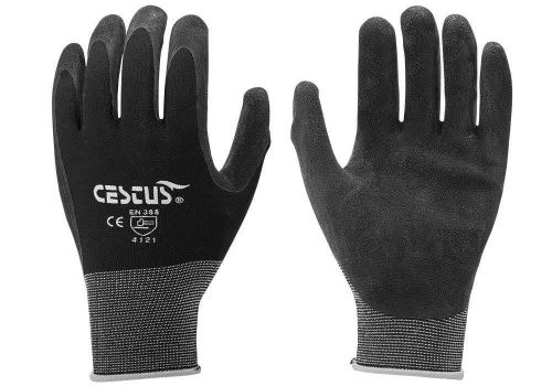 Cestus black ns grip micro nitrile coated high dexterity utility work glove s for sale