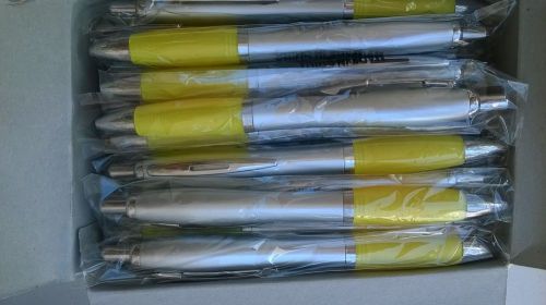 Lot of 50 gray and yellow metal retractable ballpoint writing pens black ink for sale