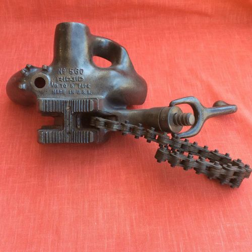 Ridgid no. 560 pipe threading holding vise 1/8&#034; to 5&#034; cap. chain clamp for sale