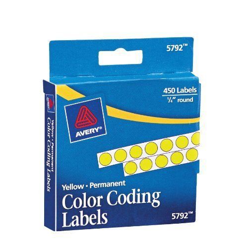 Avery Permanent Color Coding Labels, 0.25-Inch Round, Yellow, Pack of 450 New