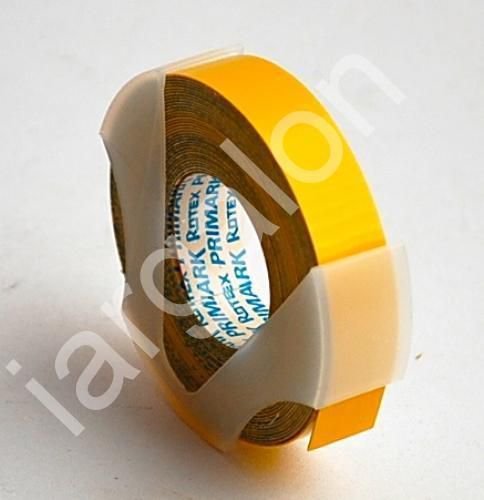 ROTEX Embossing Tape Glossy Yellow 3/8&#034; x 12 Ft NEW Label Labeling
