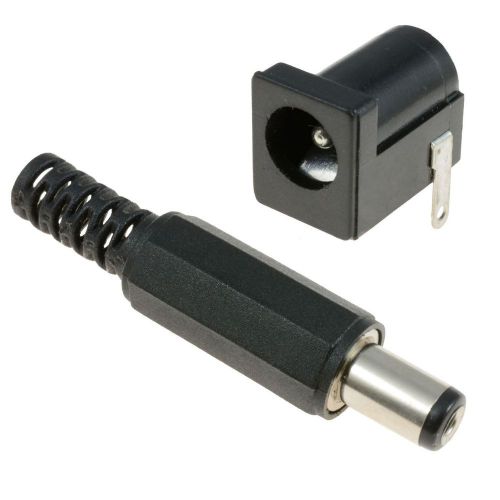 2x 2.5mm x 5.5mm Male Plug + Female Square Socket Jack DC Connector