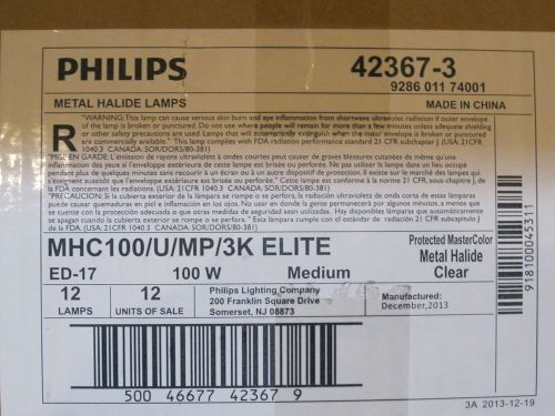 12 - Philips MHC100/U/MP/3K ELITE, NIB, 100W Metal Halide, Free Shipping