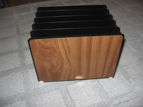 Vintage CURRIER-SEEDBURO Wood-Look Heavy Duty Black Metal File Organizer Rack